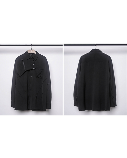 Chemise Haut Noir Chic à Manches Longues - chemisier décontracté - Chemise Noire Chic à Manches Longues pour un Style Urbain