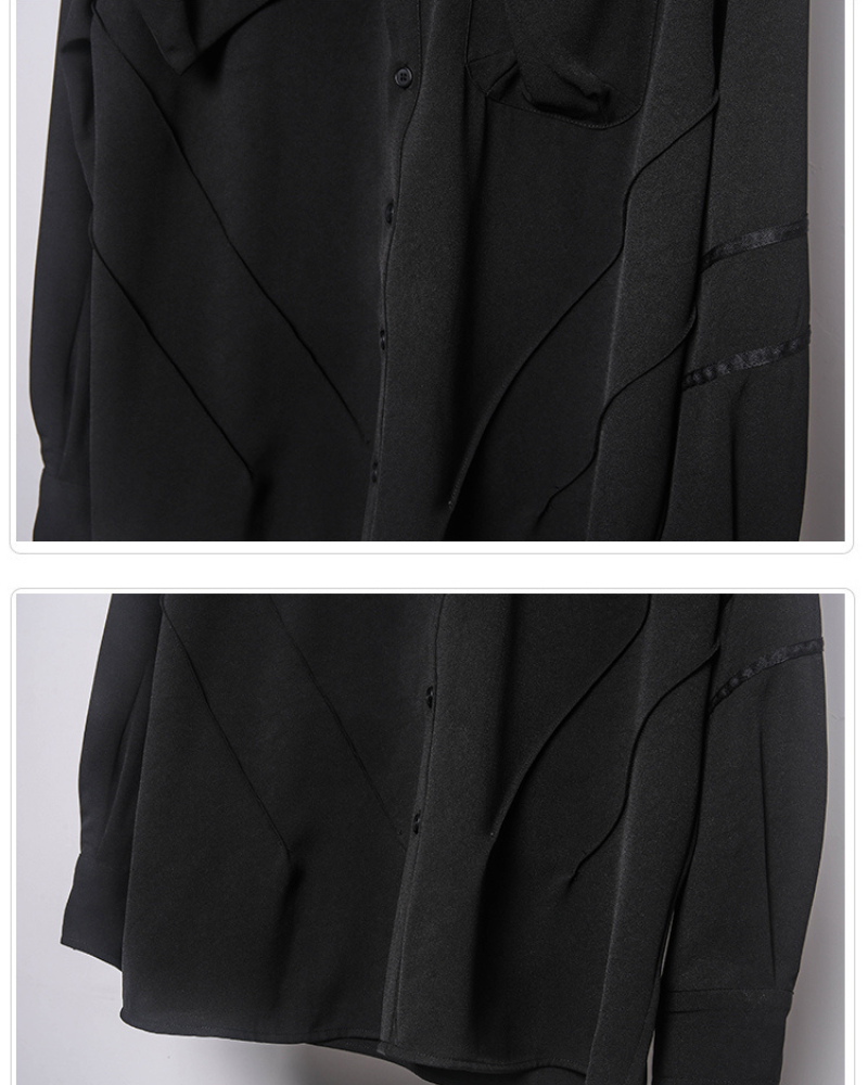 Chemise Haut Noir Chic à Manches Longues -  vêtements urbains - Chemise Noire Chic à Manches Longues pour un Style Urbain