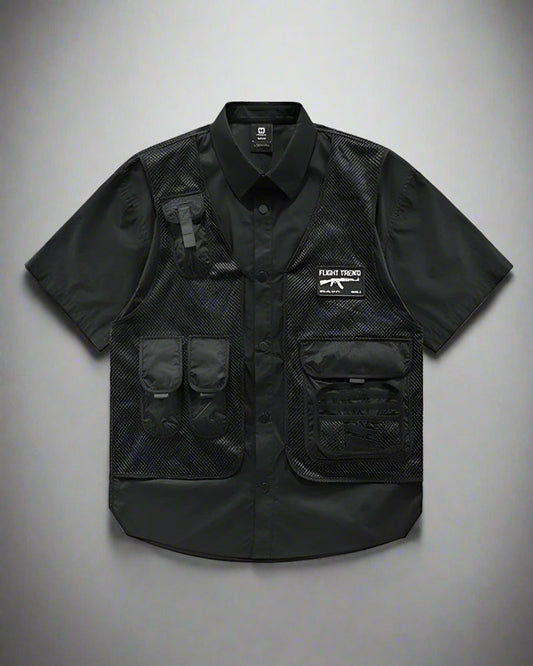 Chemise Haut Superposé Noir Chic - chemise noire - Chemise Haut Superposé Noir Chic pour un Style Unique