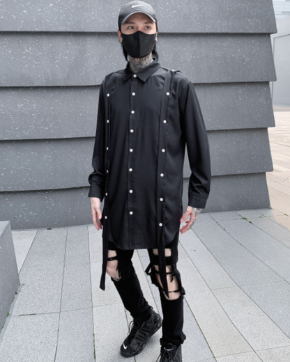 Chemise Haut surdimensionné avec bordure élégante -  large - Chemise surdimensionnée élégante pour un style techwear