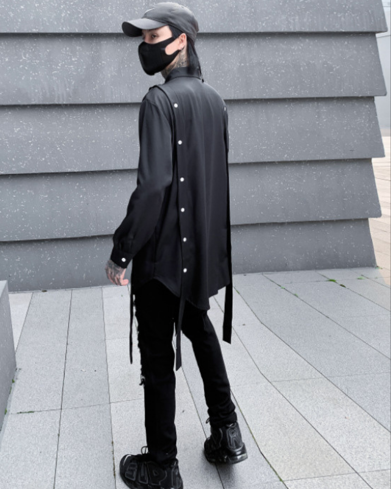 Chemise Haut surdimensionné avec bordure élégante -  style grunge cyberpunk - Chemise surdimensionnée élégante pour un style techwear