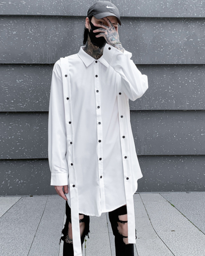 Chemise Haut surdimensionné avec bordure élégante -  style urbain - Chemise surdimensionnée élégante pour un style techwear