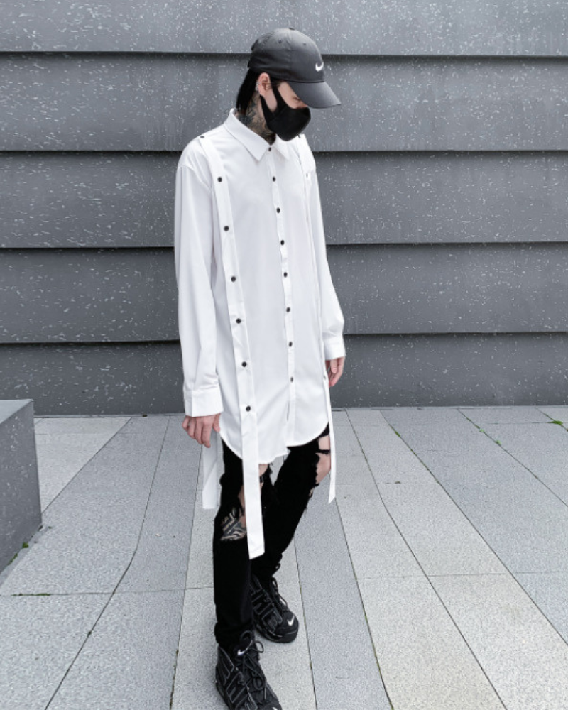 Chemise Haut surdimensionné avec bordure élégante -  techwear - Chemise surdimensionnée élégante pour un style techwear