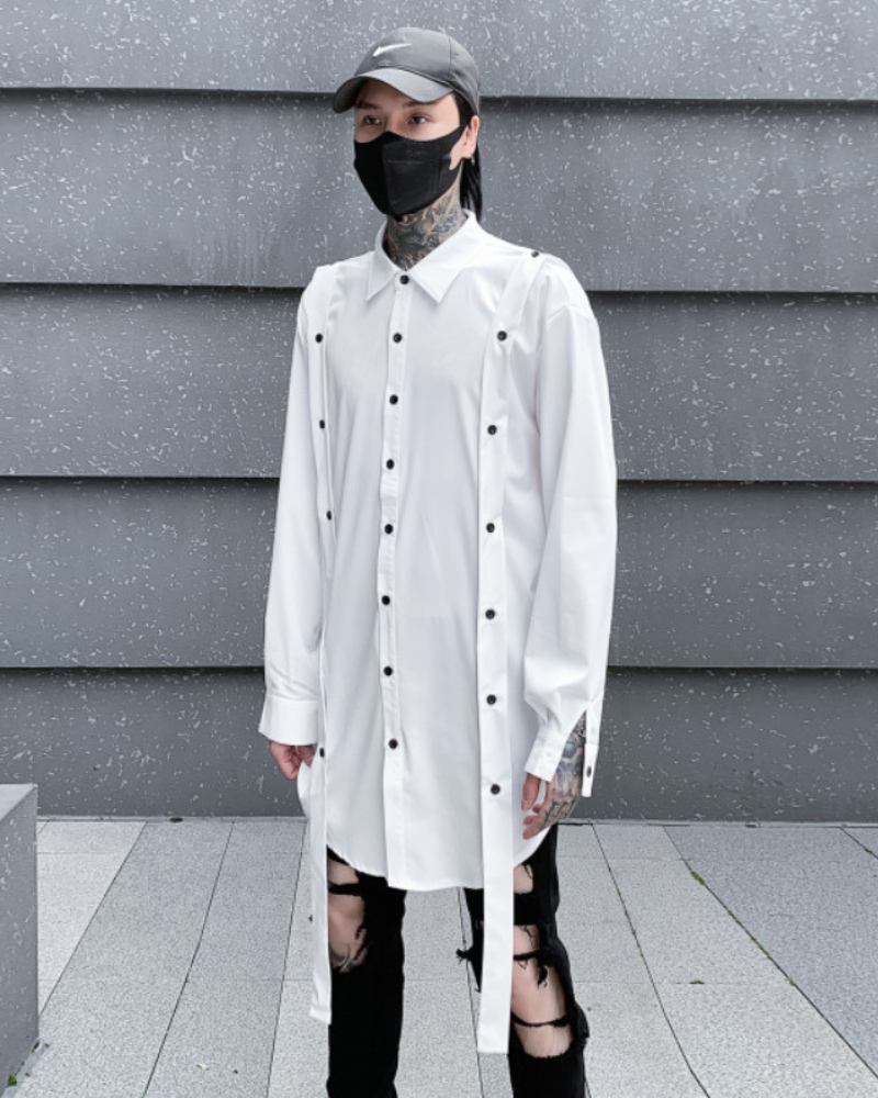 Chemise Haut surdimensionné avec bordure élégante -  vêtements fashion urbain - Chemise surdimensionnée élégante pour un style techwear