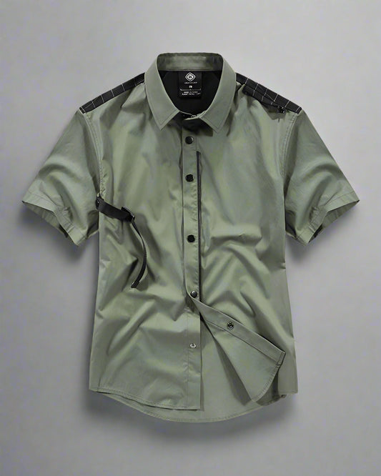 Chemise Haut Tech Style Urbain Superposé - chemise techwear - Chemise urbaine superposée avec poches fonctionnelles