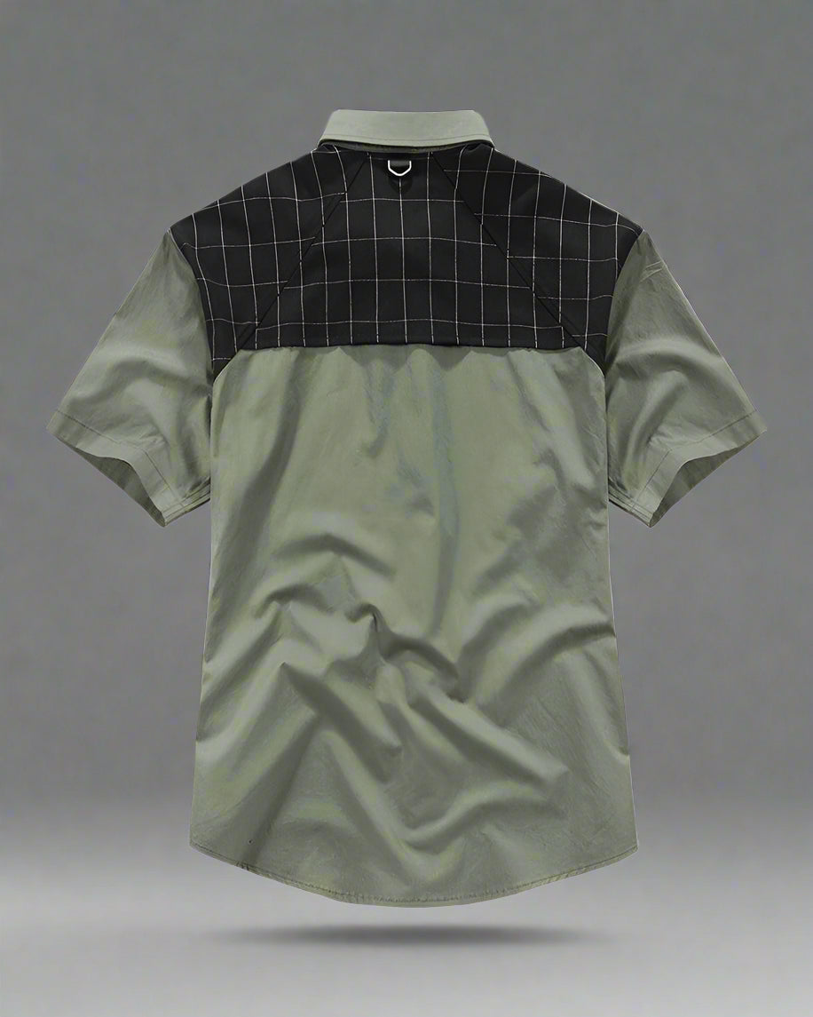 Chemise Haut Tech Style Urbain Superposé -  couleur sombre - Chemise urbaine superposée avec poches fonctionnelles