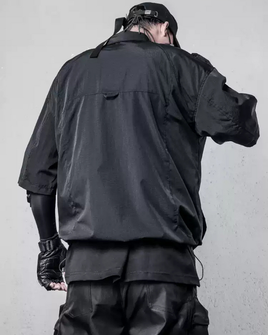 Chemise à Manches Courtes à Zip Dynamique - chemise techwear - Chemise à Manches Courtes avec Zip pour un Style Pratique