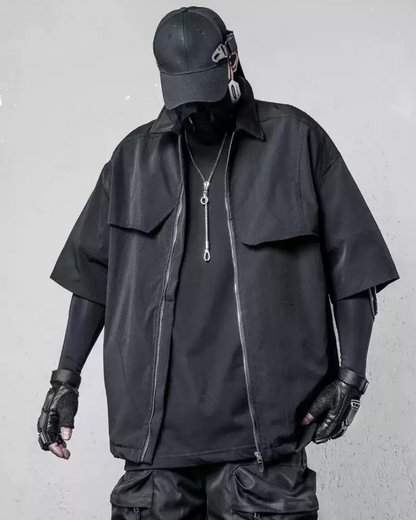 Chemise à Manches Courtes à Zip Dynamique -  confort moderne - Chemise à Manches Courtes avec Zip pour un Style Pratique