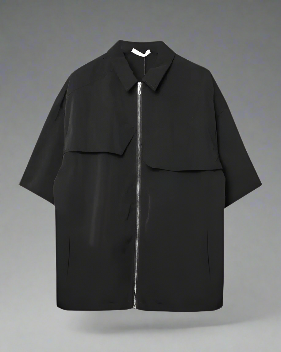 Chemise à Manches Courtes à Zip Dynamique -  mode moderne - Chemise à Manches Courtes avec Zip pour un Style Pratique