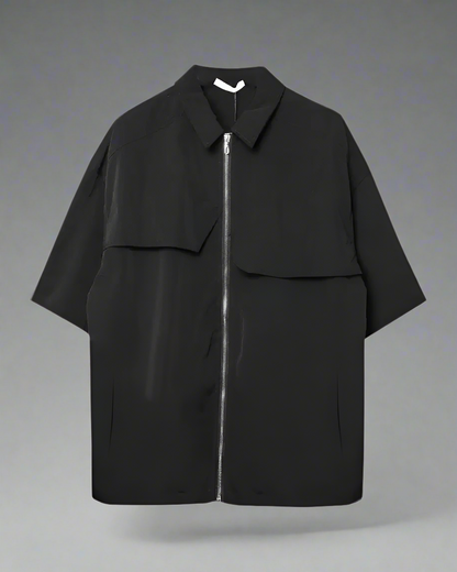 Chemise à Manches Courtes à Zip Dynamique -  mode moderne - Chemise à Manches Courtes avec Zip pour un Style Pratique