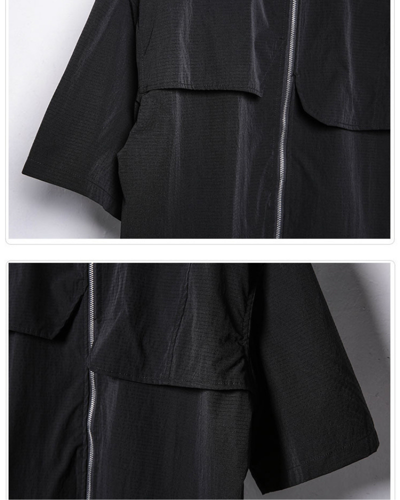 Chemise à Manches Courtes à Zip Dynamique -  zip fonctionnelle - Chemise à Manches Courtes avec Zip pour un Style Pratique