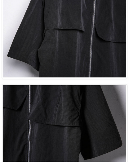 Chemise à Manches Courtes à Zip Dynamique -  zip fonctionnelle - Chemise à Manches Courtes avec Zip pour un Style Pratique