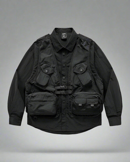 Chemise à Poches Fonctionnelle en Couches - chemise techwear futuriste - Chemise à Poches Fonctionnelle pour Style Techwear