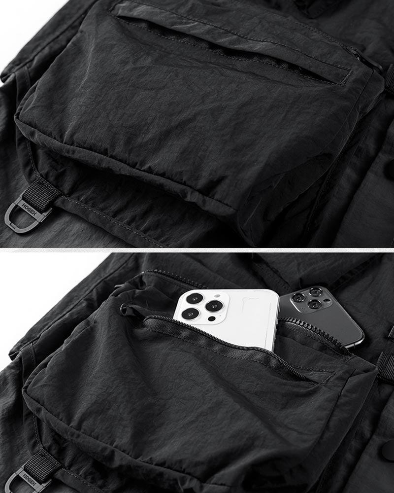 Chemise à Poches Fonctionnelle en Couches -  design inspiré ninja - Chemise à Poches Fonctionnelle pour Style Techwear