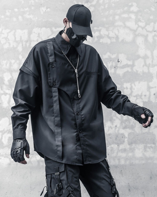 Chemise Urbaine Oversize en Bold - esthétique moderne - Chemise Urbaine Oversize Noir pour un Style Moderne