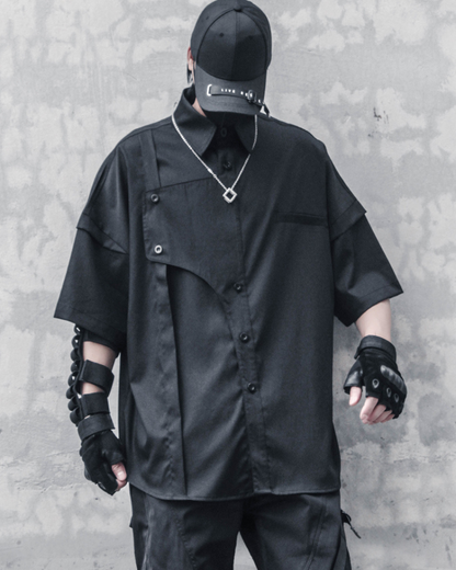 Chemise Urbaine Oversize en Bold -  mode urbaine - Chemise Urbaine Oversize Noir pour un Style Moderne