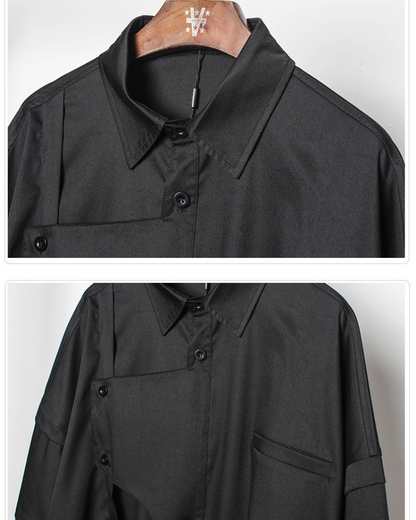 Chemise Urbaine Oversize en Bold -  techwear - Chemise Urbaine Oversize Noir pour un Style Moderne