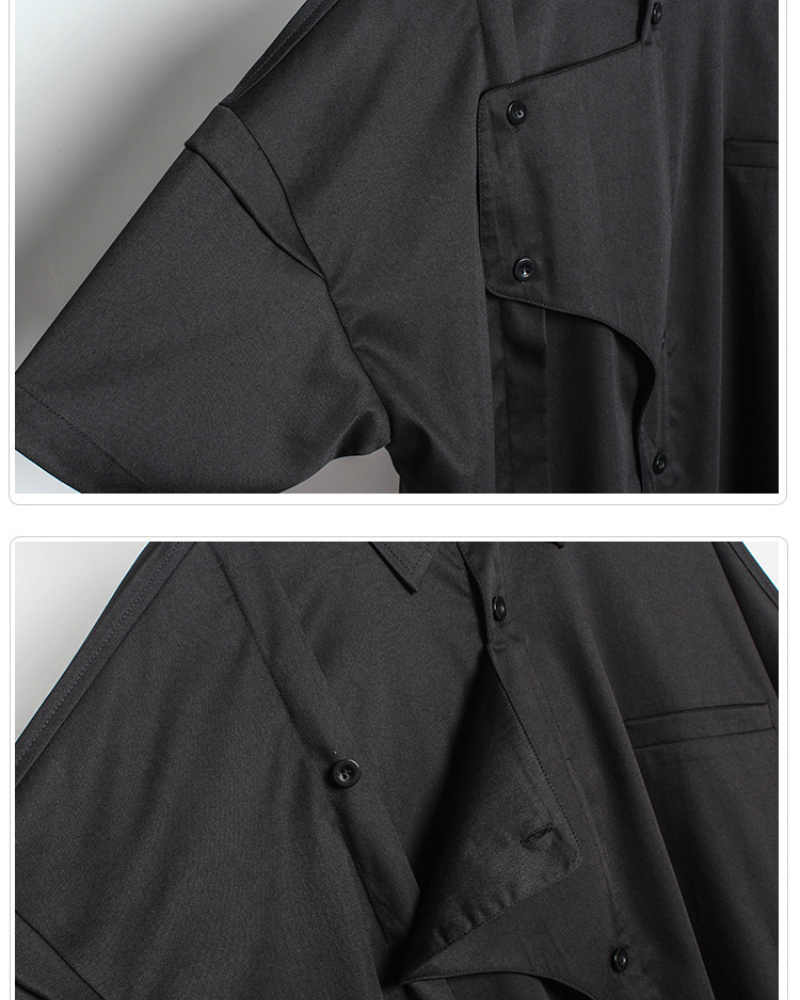 Chemise Urbaine Oversize en Bold -  vêtements techwear - Chemise Urbaine Oversize Noir pour un Style Moderne