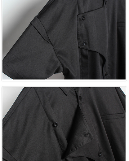 Chemise Urbaine Oversize en Bold -  vêtements techwear - Chemise Urbaine Oversize Noir pour un Style Moderne
