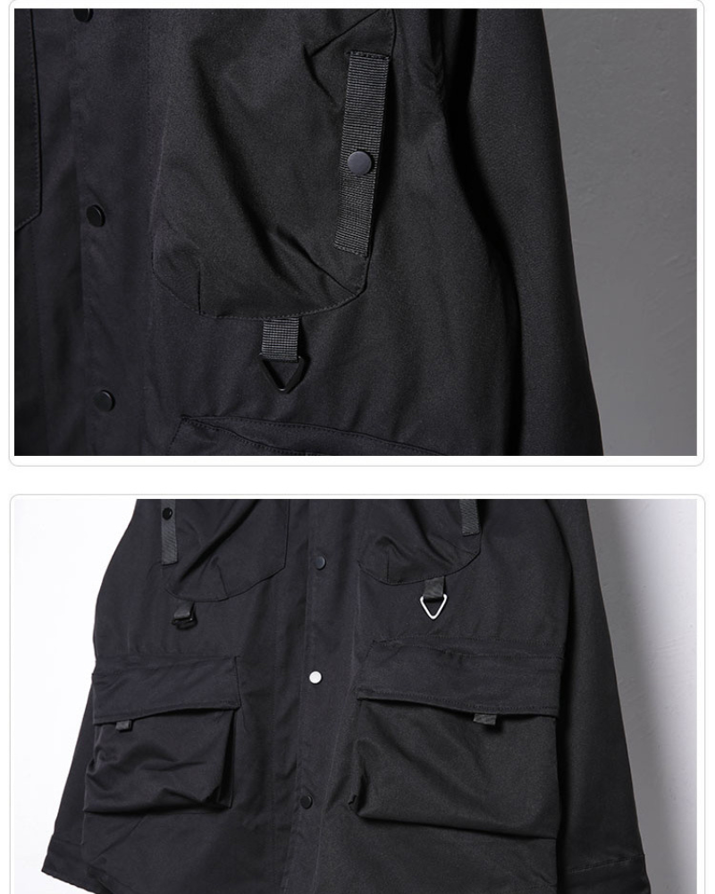 Chemise Utility Patchwork Élégante -  style techwear - Chemise Utility Patchwork Élégante en noir classique