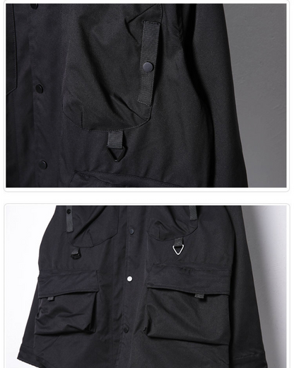 Chemise Utility Patchwork Élégante -  style techwear - Chemise Utility Patchwork Élégante en noir classique