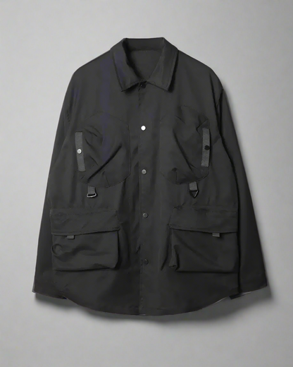 Chemise Utility Patchwork Élégante -  vêtement streetwear - Chemise Utility Patchwork Élégante en noir classique