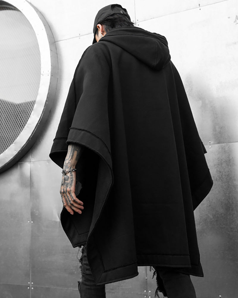 Châle Chic à Capuche -  chic - Châle Chic à Capuche Noir pour un Style Futuriste