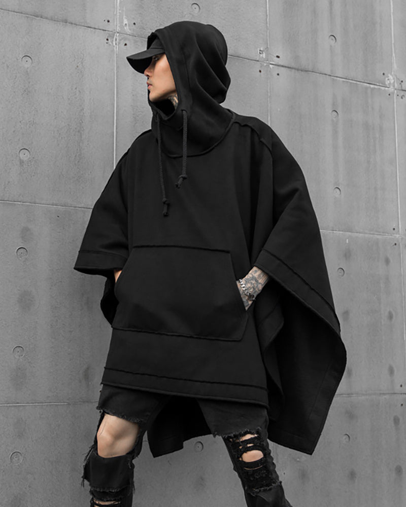 Châle Chic à Capuche - châle - Châle Chic à Capuche Noir pour un Style Futuriste