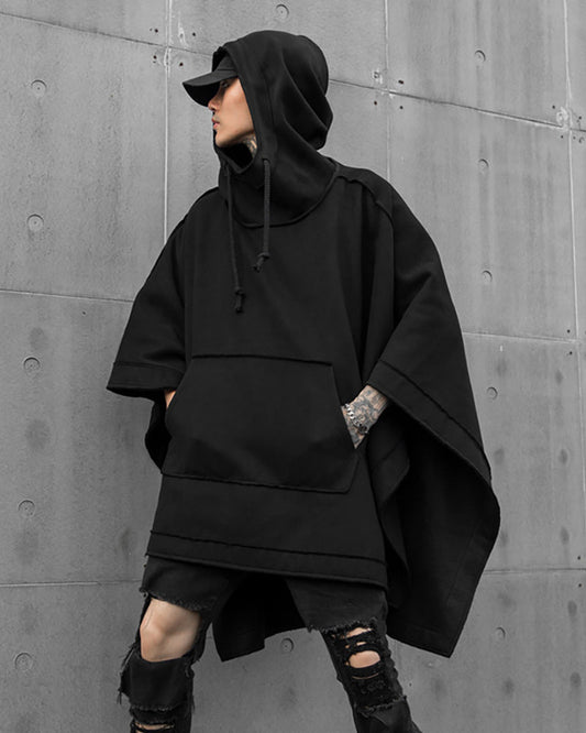 Châle Chic à Capuche - châle - Châle Chic à Capuche Noir pour un Style Futuriste