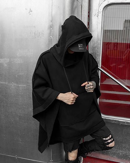 Châle Chic à Capuche - châle - Châle Chic à Capuche Noir pour un Style Futuriste