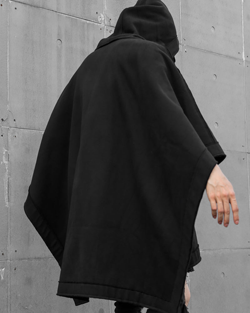 Châle Chic à Capuche -  noir - Châle Chic à Capuche Noir pour un Style Futuriste