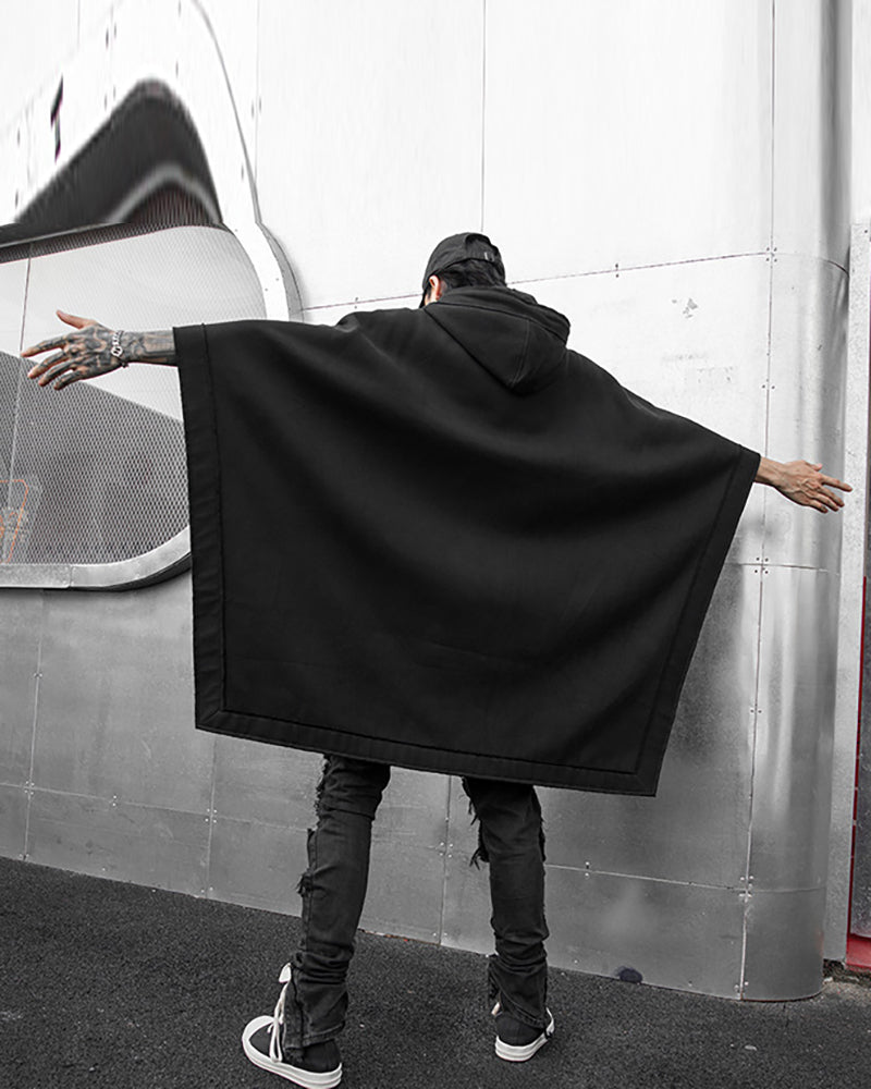 Châle Chic à Capuche -  techwear - Châle Chic à Capuche Noir pour un Style Futuriste