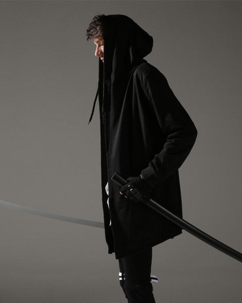 Cloak à Capuche Mystic Shadow -  cyberpunk - Cloak à Capuche Noir Techwear pour un Style Unique