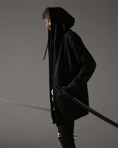 Cloak à Capuche Mystic Shadow -  cyberpunk - Cloak à Capuche Noir Techwear pour un Style Unique