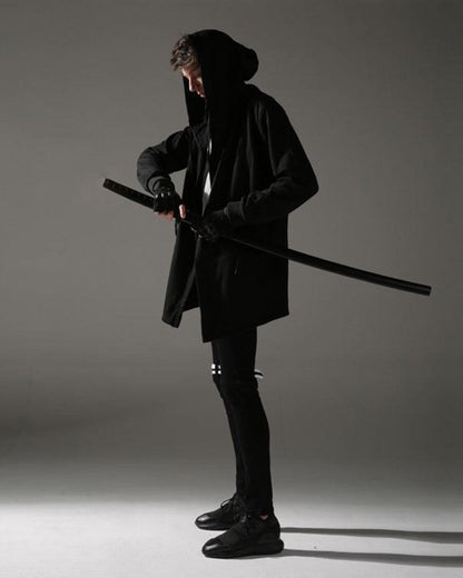 Cloak à Capuche Mystic Shadow -  ninja - Cloak à Capuche Noir Techwear pour un Style Unique