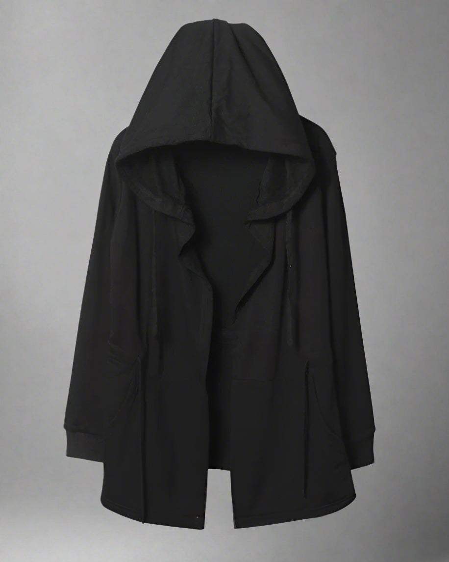Cloak à Capuche Mystic Shadow -  style ninja - Cloak à Capuche Noir Techwear pour un Style Unique