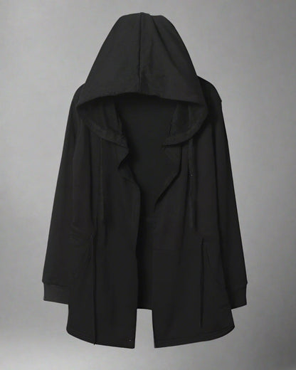 Cloak à Capuche Mystic Shadow -  style ninja - Cloak à Capuche Noir Techwear pour un Style Unique