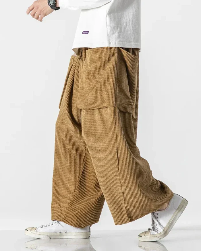 Pantalons Cargo en Velours Côtelé Chic