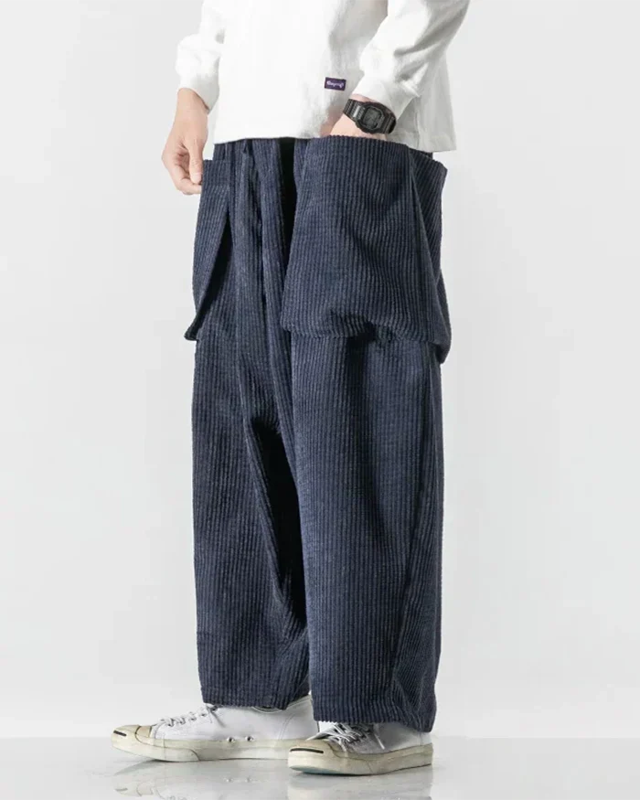 Pantalons Cargo en Velours Côtelé Chic