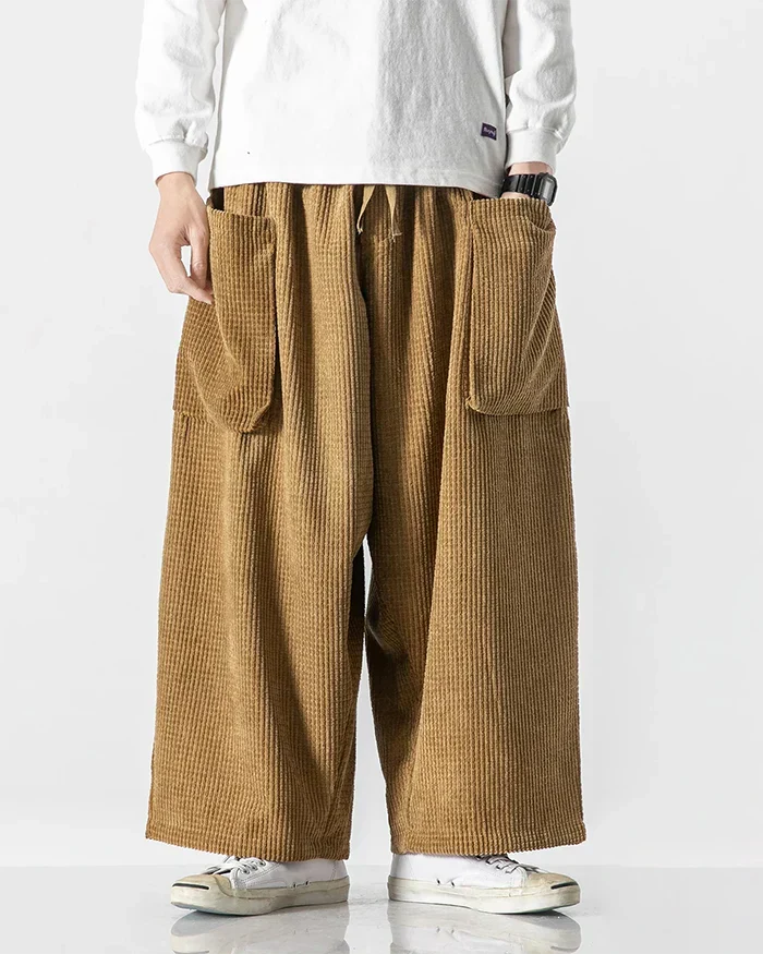 Pantalons Cargo en Velours Côtelé Chic