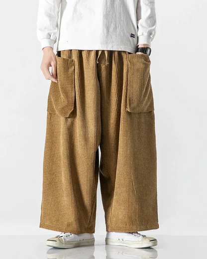 Pantalons Cargo en Velours Côtelé Chic