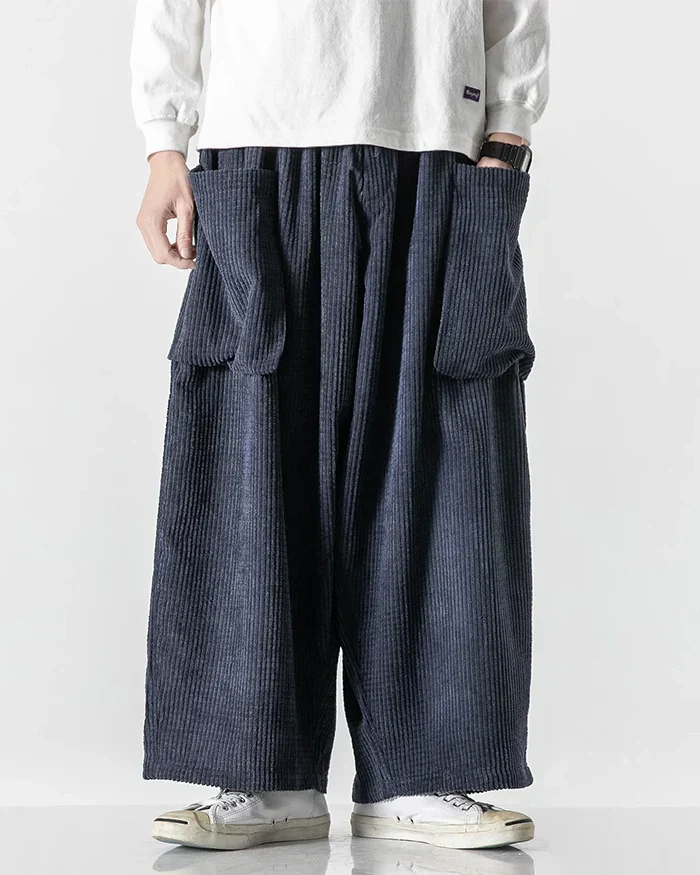 Pantalons Cargo en Velours Côtelé Chic
