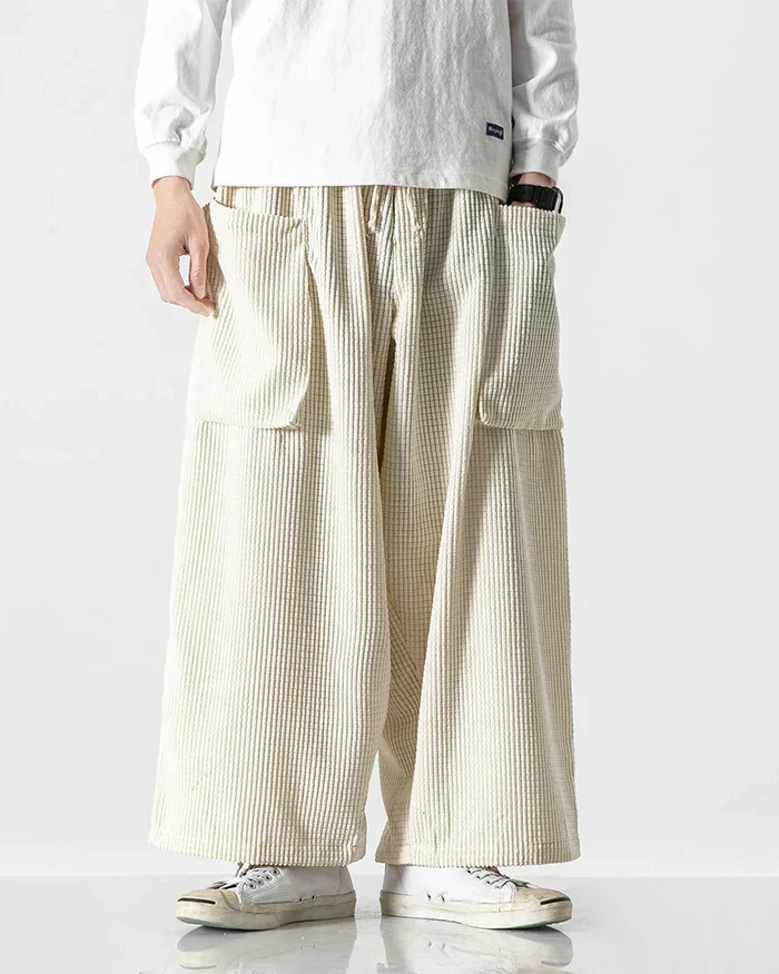 Pantalons Cargo en Velours Côtelé Chic