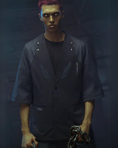 Costume Cyberpunk à Manches Courtes - costume cyberpunk - Costume Cyberpunk à Manches Courtes au Style Épuré