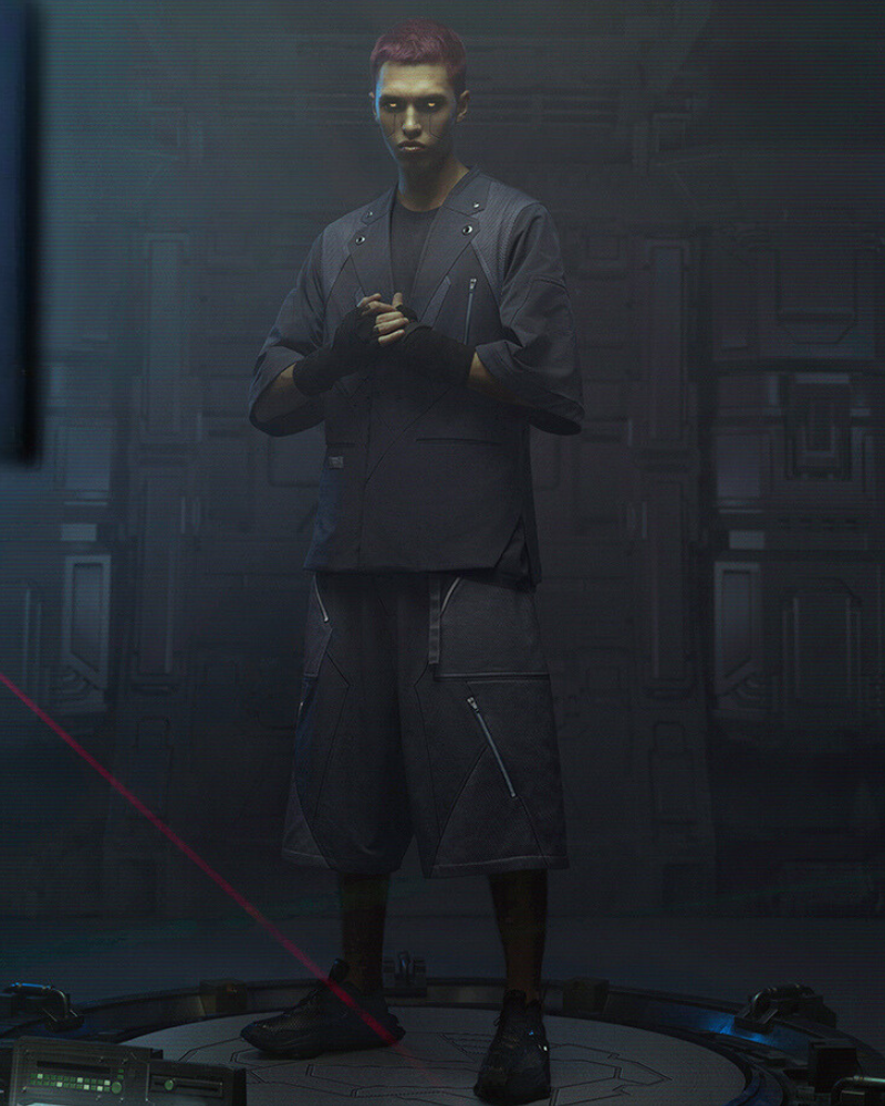 Costume Cyberpunk à Manches Courtes -  tissu durable - Costume Cyberpunk à Manches Courtes au Style Épuré