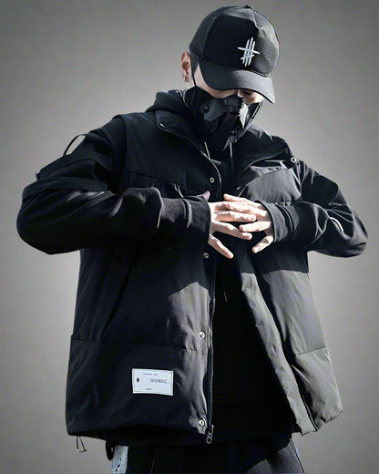 Couche d'Hiver Noire Élégante - gilet - Gilet Streetwear Noir Confortable avec Poches Pratiques