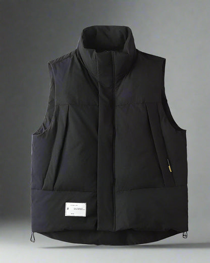 Couche d'Hiver Noire Élégante - gilet streetwear - Gilet Streetwear Noir Confortable avec Poches Pratiques