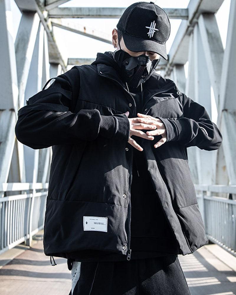 Couche d'Hiver Noire Élégante -  hiver - Gilet Streetwear Noir Confortable avec Poches Pratiques