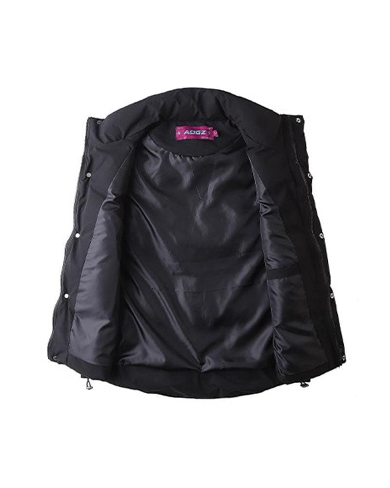 Couche d'Hiver Noire Élégante -  streetwear - Gilet Streetwear Noir Confortable avec Poches Pratiques