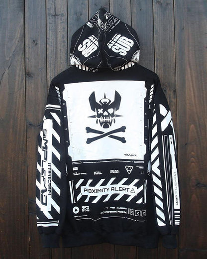 Hoodie zippé au style futuriste